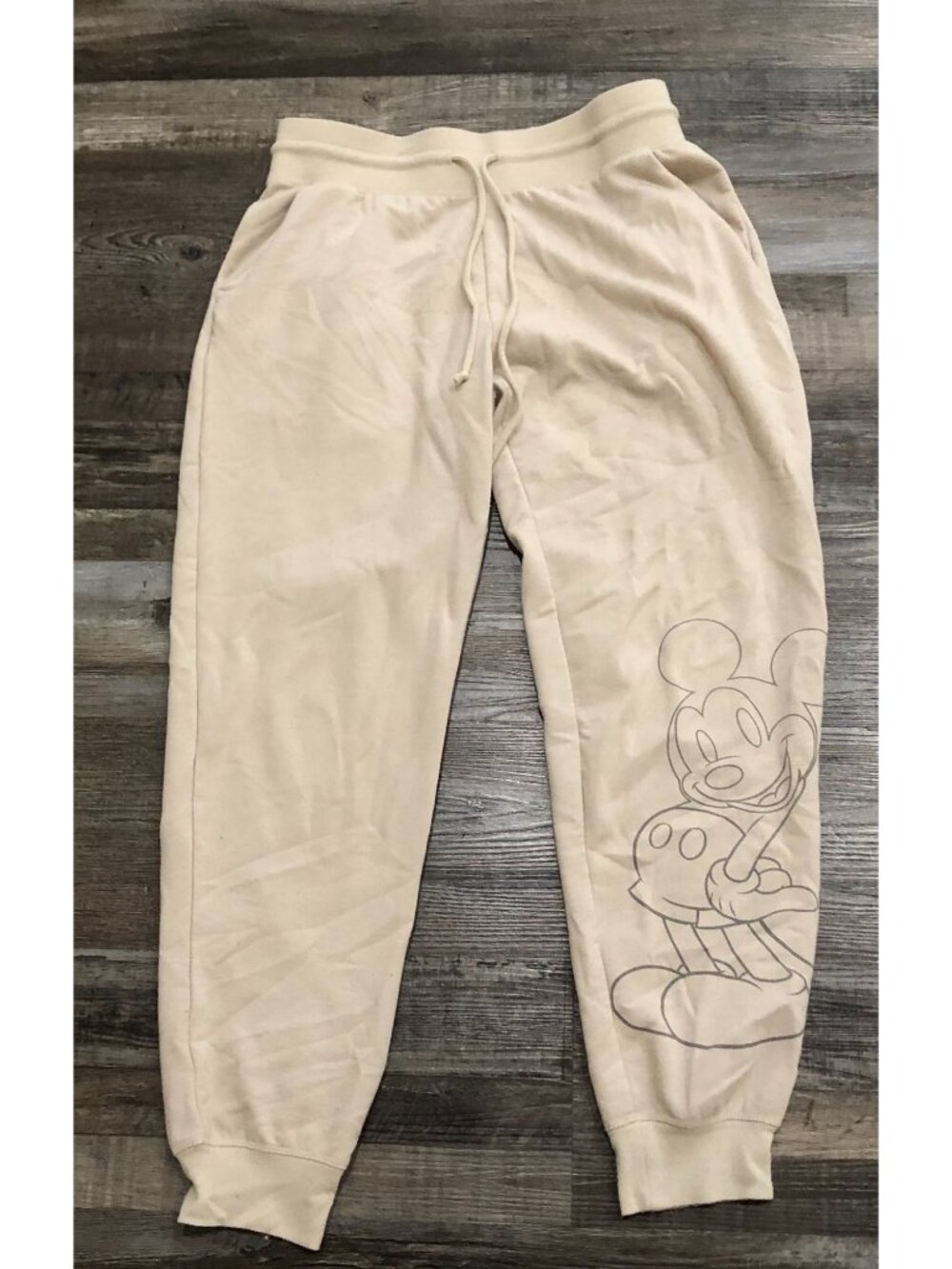 Disney Mickey Mouse Womens Medium Beige Sweatpants Jogger